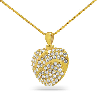 White Stone Heart Gold Steel Keepsake